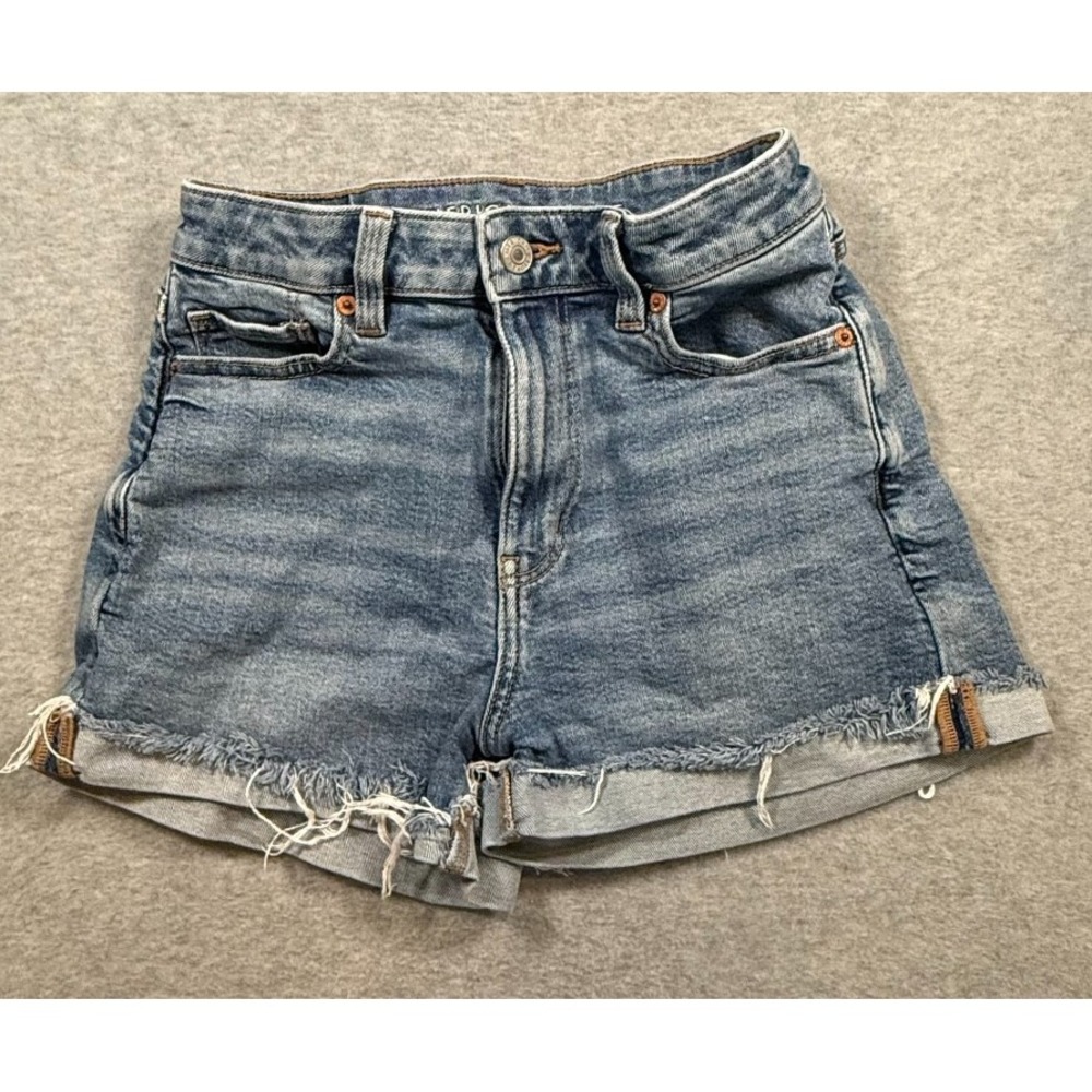 American Eagle Denim Shorts Womens 0 Blue Stretch Distressed Frayed Festival Boh